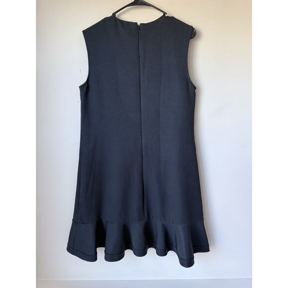 Victoria Beckham Target Black Calla Lily Satin Ruffle Hem Dress Size M - Picture 2 of 6